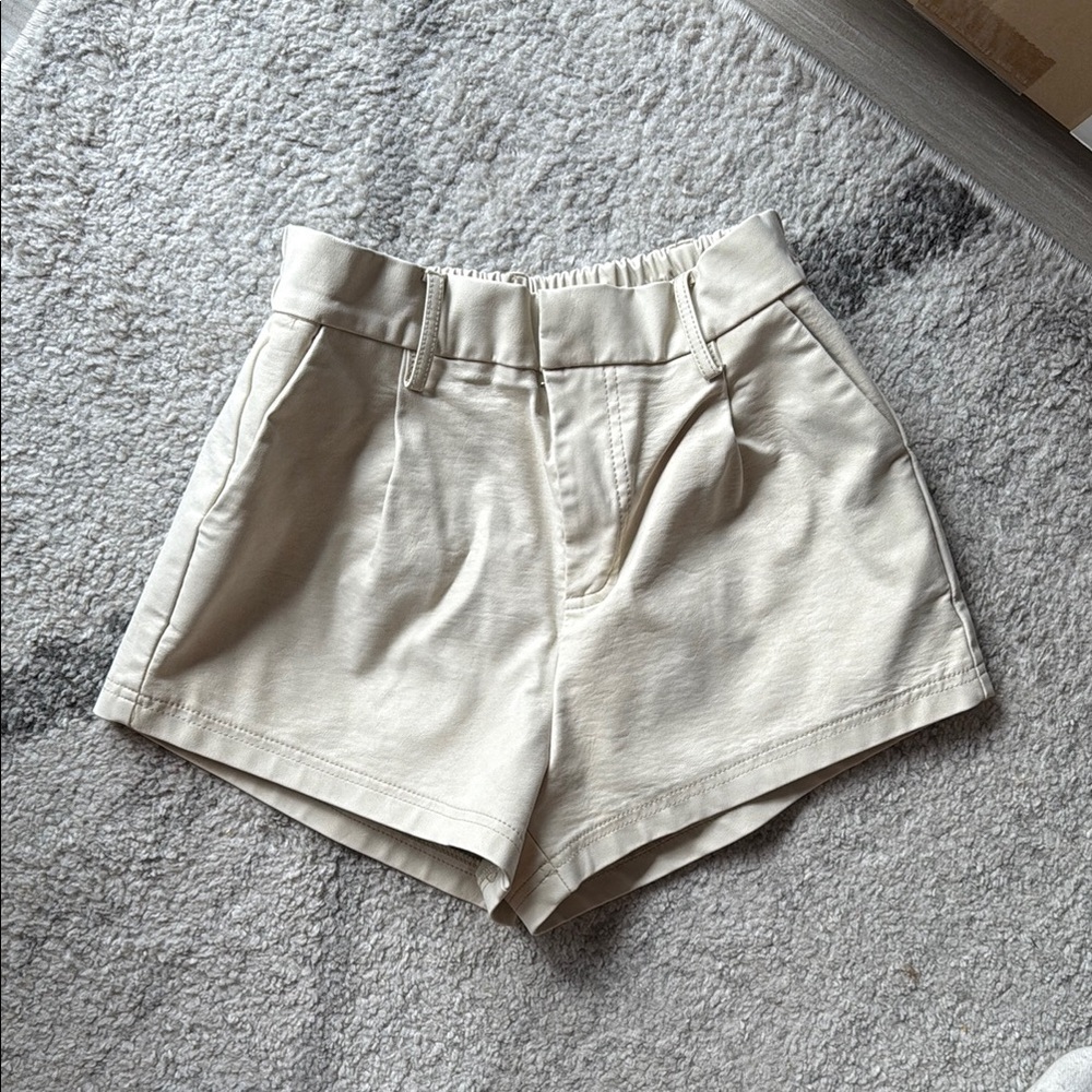 Free People High Waist Cream Shorts